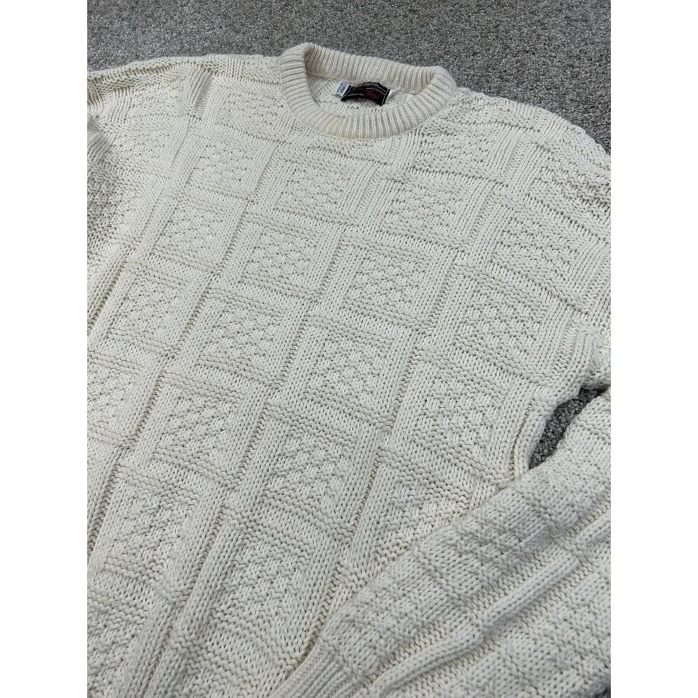 Vintage Ivey's Joseph Benjamin Unisex Cream Cable Knit Sweater Size M #0435